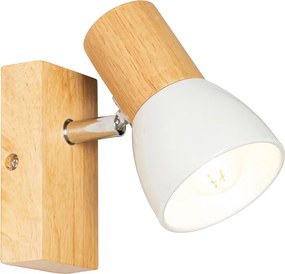 Applique da parete rustica in legno con bianco regolabile - Thorin