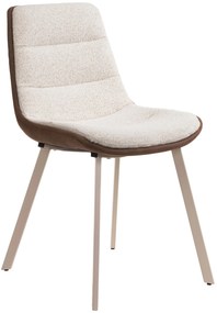 IDA Marrone Crema (Monza 90/Preston 22)/telaio beige - MODERNA SEDIA IMBOTTITA BOUCLÉ PER SOGGIORNO / SALA DA PRANZO LOFT