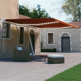 Tenda Automatica Sensore Vento E Led 600x300 Cm Arancio Marrone /