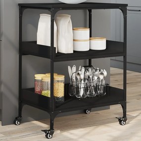 Carrello Da Cucina Nero 60x41x80,5 Cm İn Legno Multistrato /