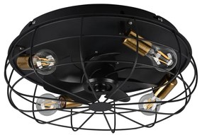 Plafoniera nera opaca con telecomando e ventilatore Trondheim – Trio