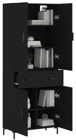 Credenza nera 69,5x34x180 cm in legno multistrato