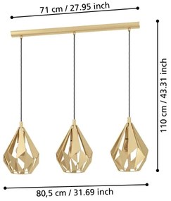 Eglo 43909 - Lampadario a sospensione con filo CARLTON 3xE27/60W/230V