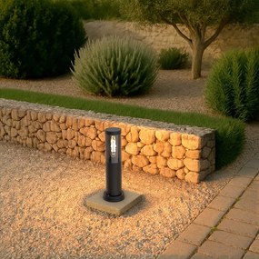 Paletto da Giardino Nero 40cm DarkLight, Acciaio INOX, base E27 Colore Nero