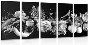 Quadri 5 pezzi – Frutta e verdura biologica in bianco e nero