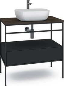 Mobile bagno da terra con lavabo L 60 x H 92 x P 45.5 cm nero per vasca centrale Outline