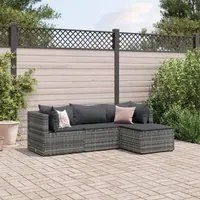 Set Divani da Giardino 4 pz con Cuscini in Polyrattan Grigio 3308050