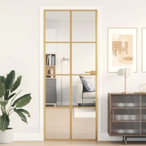 Porta Interni Sottile Oro 83x201,5cm Vetro Temperato Alluminio /