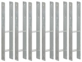 Picchetti Per Recinzione 6 Pz Argento 9x6x60 Cm Acciaio Zincato /