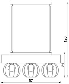 Lampadario a sospensione con filo MENTON 3xE27/15W/230V nero/marrone/quercia