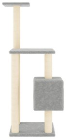 Albero per gatti con tiragraffi in sisal grigio chiaro 104 cm