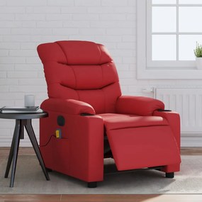 Poltrona Massaggio Elettrica Reclinabile Rosso Similpelle /