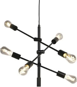 Lampada a sospensione industriale smart nera con 6 WiFi ST64 - Sydney