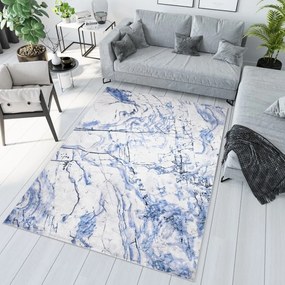 Semplice tappeto bianco e blu con motivo astratto Larghezza: 160 cm | Lunghezza: 230 cm