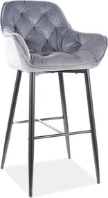 Sgabello da bar Cherry H-1 in velluto grigio - H105 cm
