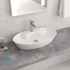 Lavabo D'Appoggio Da 61x36,5 Cm Finitura Bianco Lucido