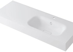 Lavabo a incasso rettangolare vasca a destra L 120.5 x H 15 x P 46 cm in resina bianco lucido