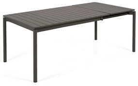 Kave Home - Tavolo da esterno Zaltana allungabile in alluminio grigio scuro opaco 140 (200) x 90 cm