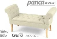 Panca retr in tessuto scendiletto crema cm 103 x 40 x 60 h