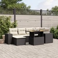 Set Divani da Giardino con Cuscini 7pz Nero Polyrattan 3272736