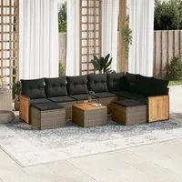 Set Divano da Giardino 10 pz con Cuscini Grigio in Polyrattan 3228230