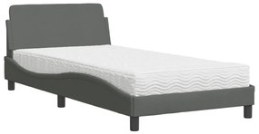 Letto con materasso grigio scuro 100x200 cm in tessuto