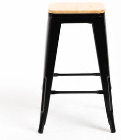 Sgabello Torix Basso Legno Naturale - Nero