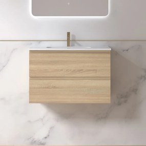 Kamalu - Mobile bagno 80 cm lavabo integrato legno chiaro | KAM-HR80