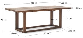 Kave Home - Tavolo Sashi in legno massiccio di teak 220 x 100 cm