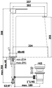 Paffoni Elle El081kcr Miscelatore Lavabo alto Con Scarico Click Clak Cromo