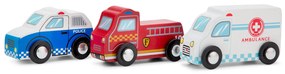 Set di mini veicoli di soccorso in legno - 3 pezzi