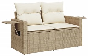 Set divani da giardino 14pz con cuscini in polyrattan beige