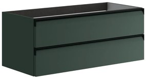 Mobile da bagno sospeso sotto lavabo L 99.5 x H 40 x P 45.5 cm verde laccato opaco, 2 cassetti VISOBATH Fusion