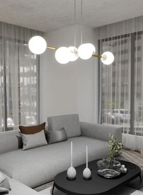 Lampadario a sospensione GRAVITY 6 Nero/Bianco e Oro 6xE14