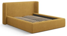Letto matrimoniale imbottito color senape con contenitore con rete inclusa 200x200 cm Jason – Windsor &amp; Co Sofas