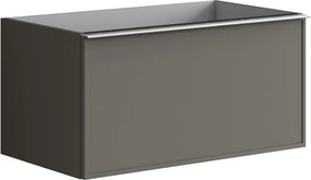 Mobile da bagno sospeso sotto lavabo Pixel frame 2 cassetti L 80 x H 40 x P 45.5 cm grigio carbone laccato opaco, con maniglia alluminio brillante