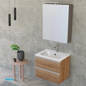 Mobile Bagno Sospeso "Unit Three" Da 60 Cm Composto Da Due Cassetti Finitura Rovere Farnia