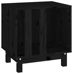 Casetta per cani nero 50x40x52 cm in legno massello di pino