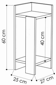 Comodino ELOS 60x25 cm grigio