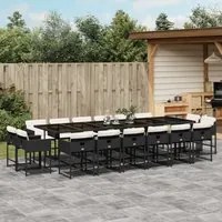 Set da Pranzo da Giardino 17 pz con Cuscini Nero in Polyrattan 3278189