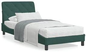 Letto con materasso verde scuro 90x200 cm in velluto