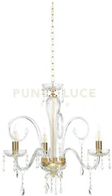 Lampadario in vetro e cristallo maria teresa 3 luci oro lp.mt-3l6past