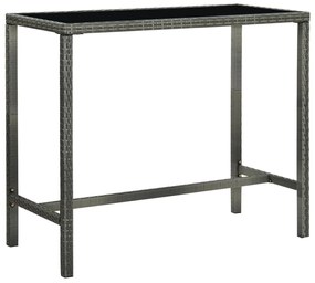 Tavolo Da Bar Per Esterni Grigio 130x60x110cm Polyrattan Vetro /