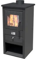 Stufa a Legna e Carbone ATHENA in Acciaio Verniciato 10 Kw Caminetto con Vetro Ceramico H86cm - Mille 568.11