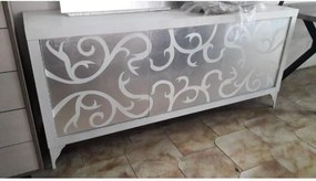 Credenza da 180 cm  in legno bianco decorata argento