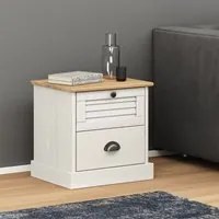 Comodino VIGO Bianco 42x35x42 cm in Legno Massello di Pinocod mxl 102872