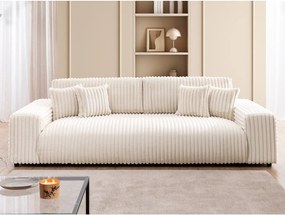 Divano color crema allungabile/con contenitore con rivestimento in velluto a coste 260 cm Justin – Ropez