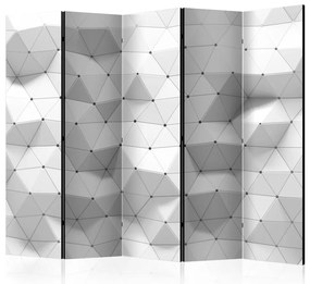 Paravento separè Simmetria Sorprendente II (5-parti) - triangoli geometrici in 3D