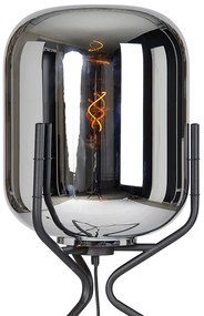 Lampada da terra di design nera con vetro fumé - BLISS