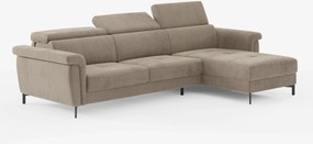 Capri Divano letto angolare con penisola contenitore e poggiatesta reclinabili - elegante tessuto smacchiabile T30